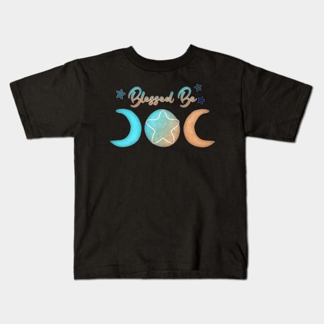 Blessed Be Triplemoon Abstract Ocean Sand Edition Design Kids T-Shirt by Ravens Nest Egg